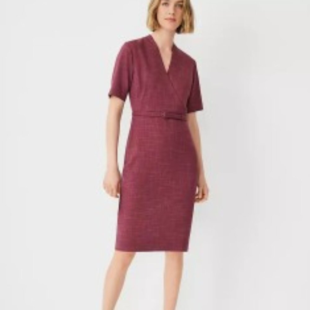 Ann Taylor Wrap Sheath Dress in Cross Weave
